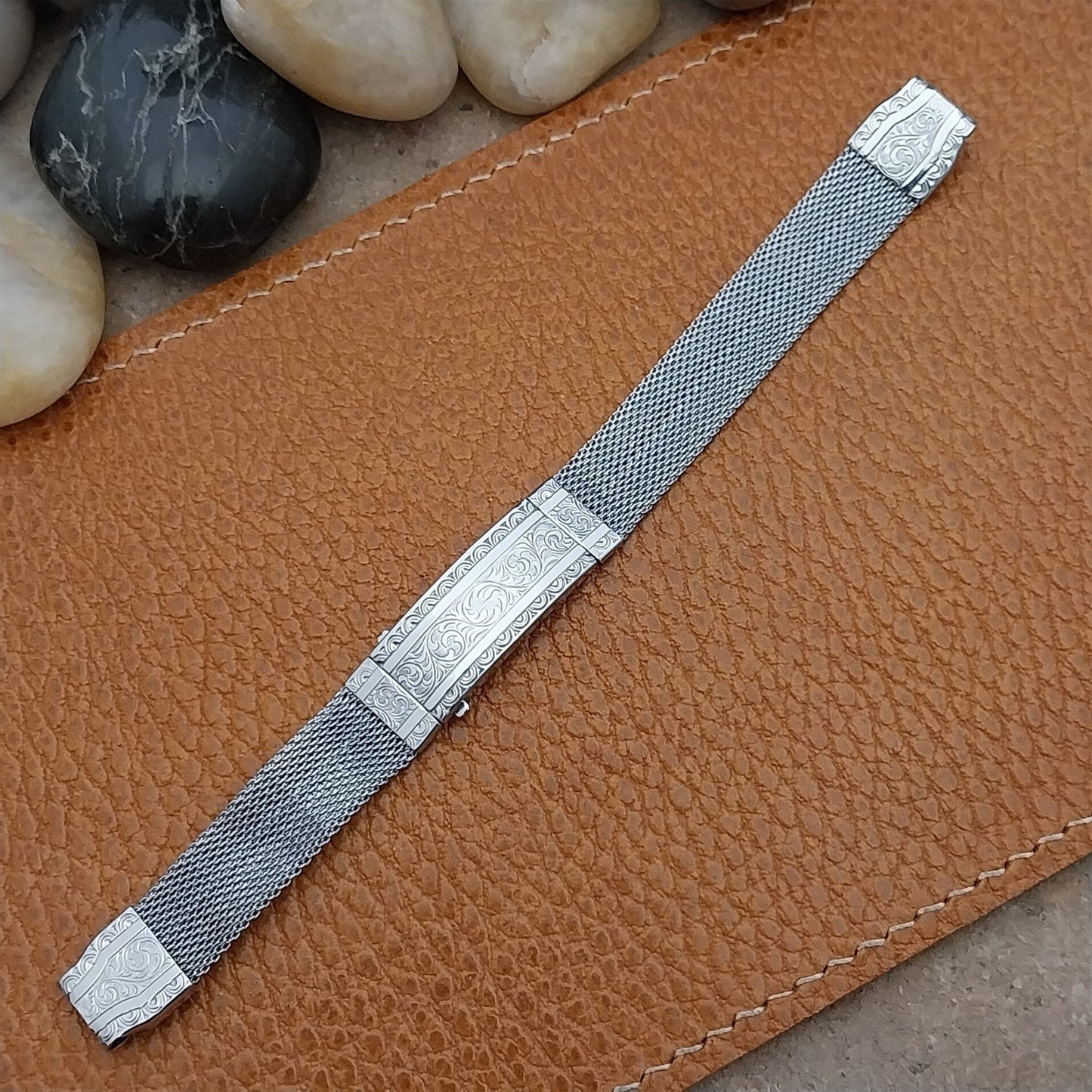 1920s-1930s White Gold Filled Mesh Womens Unused Vintage Art Deco Watch Bracelet