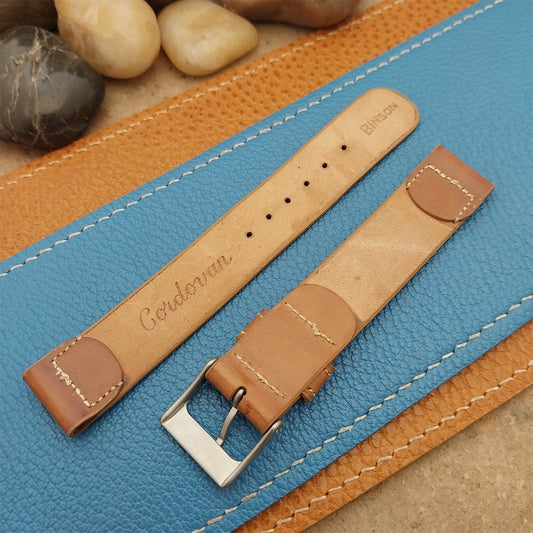 Vintage Binson Shell Cordovan 5/8" Unused 1950s Watch Band & Bead Blasted Buckle