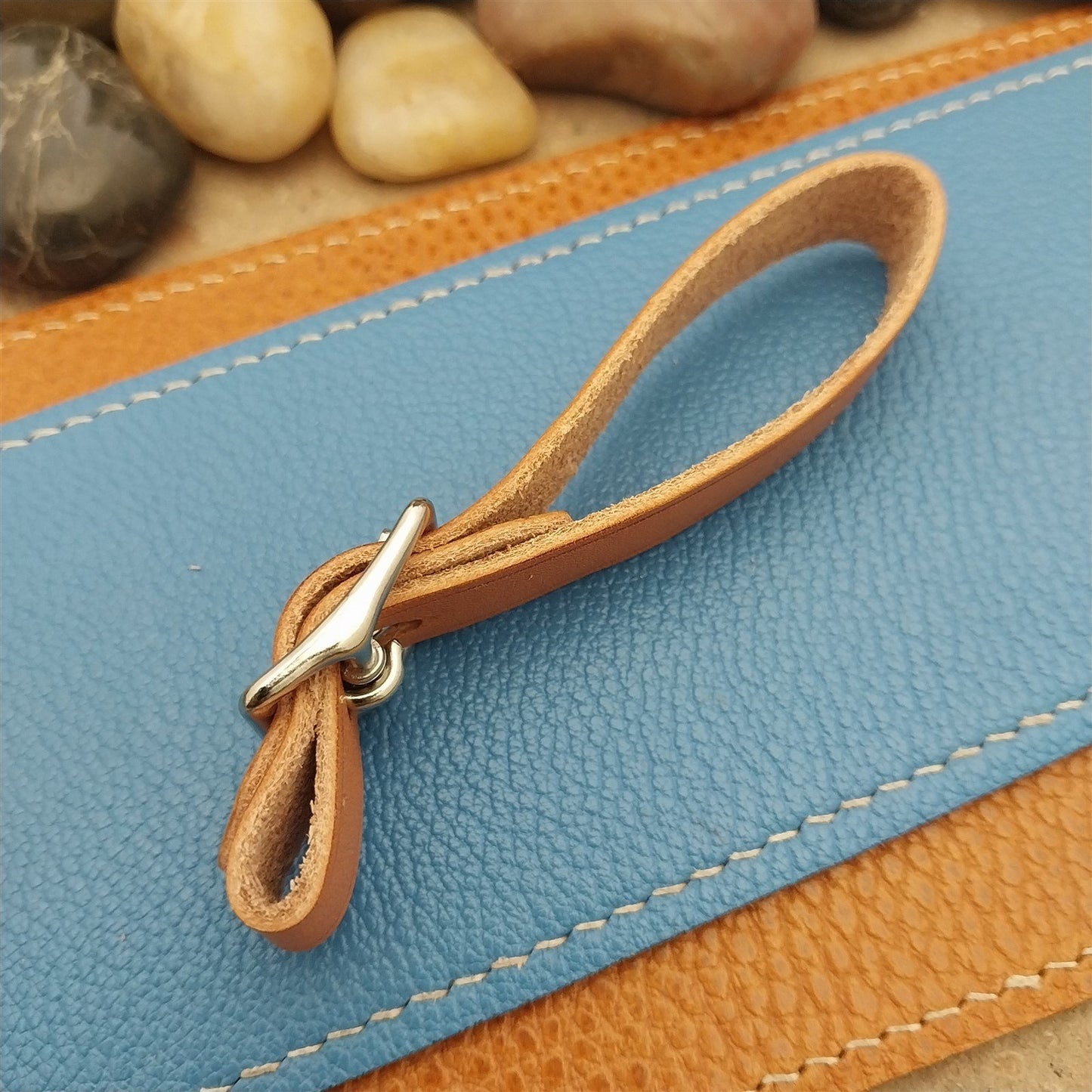 Russet Saddle Leather Vintage Pocket Watch Fob Strap & Nickel Finish Buckle