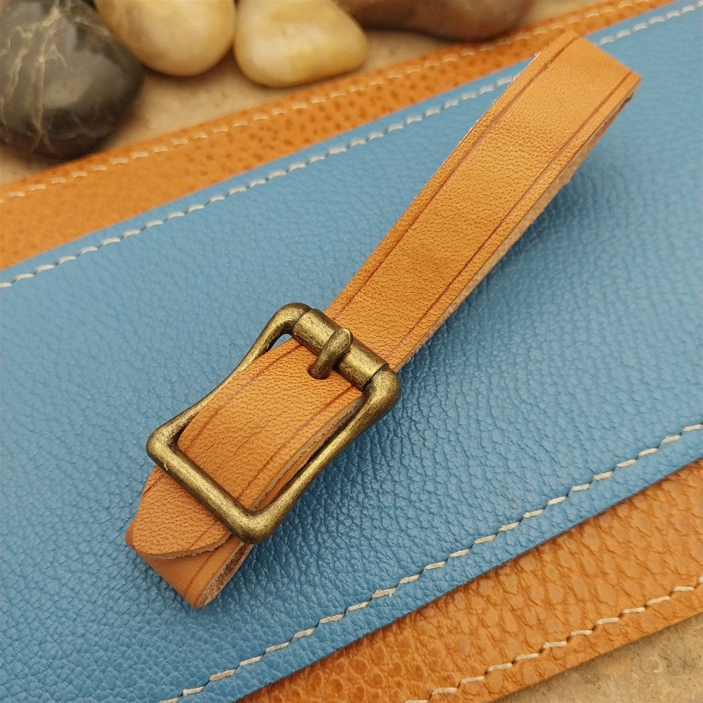 Russet Saddle Leather Pocket Watch Fob Strap & Antique Brass Finish Buckle