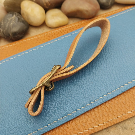 Russet Saddle Leather Pocket Watch Fob Strap & Antique Brass Finish Buckle