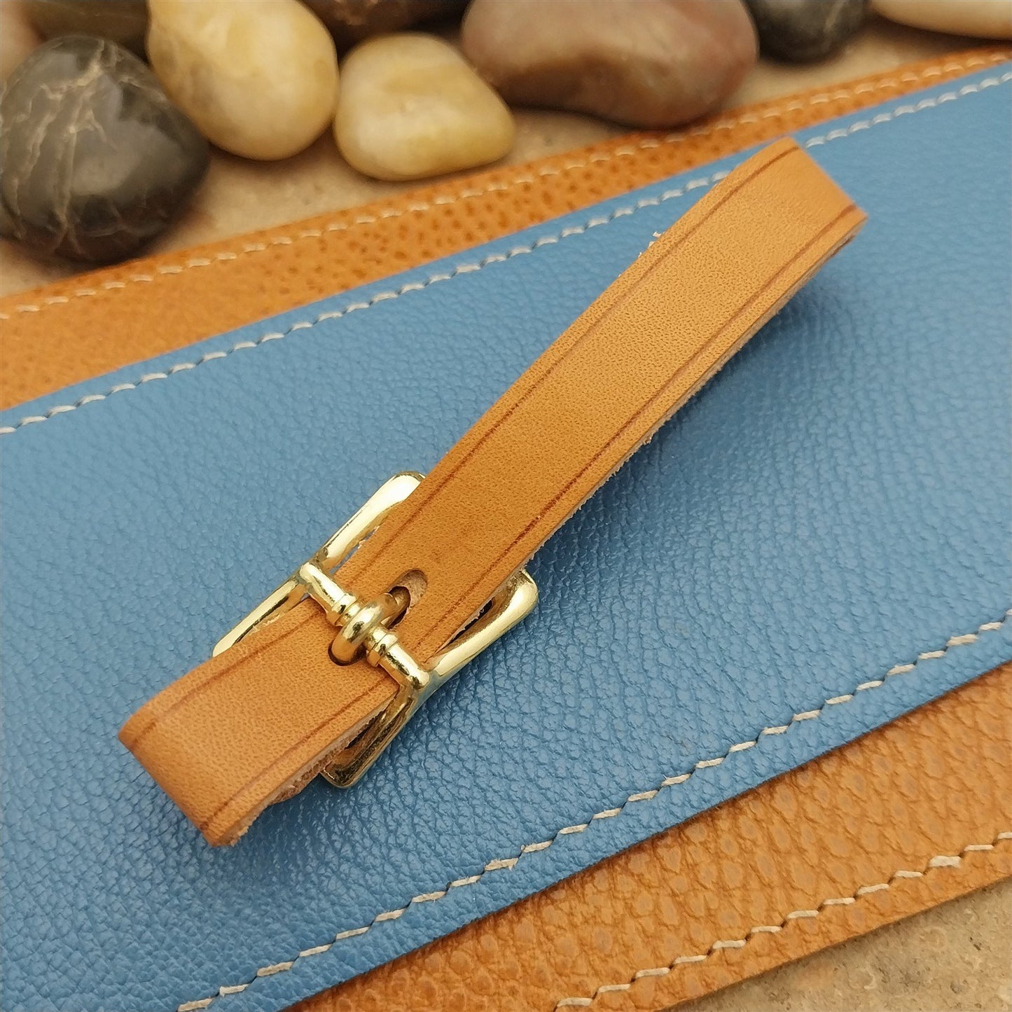 Russet Saddle Leather Pocket Watch Fob Strap & Polished Brass Finish Buckle