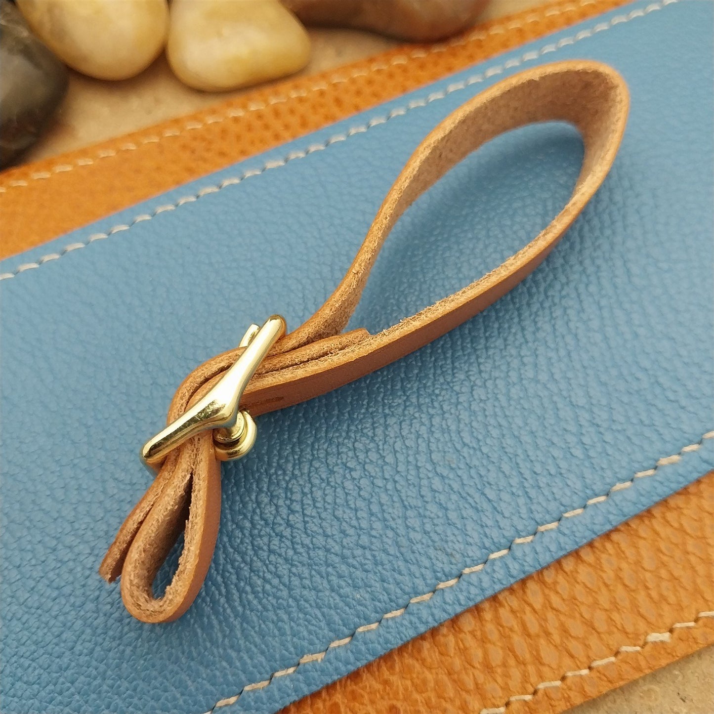 Russet Saddle Leather Pocket Watch Fob Strap & Polished Brass Finish Buckle