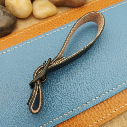 English Bridle Leather Vintage Pocket Watch Fob Strap & Cast Black Buckle