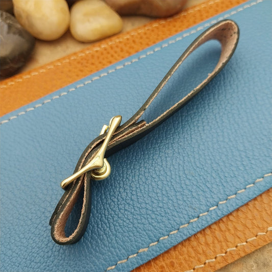 English Bridle Leather Vintage Pocket Watch Fob Strap & Brass Finish Buckle