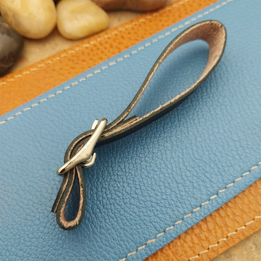English Bridle Leather Pocket Watch Fob Strap & Polished Nickel Finish Buckle