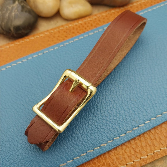 English Bridle Leather Pocket Watch Fob Strap & Polished Brass Finish Cast Buckle
