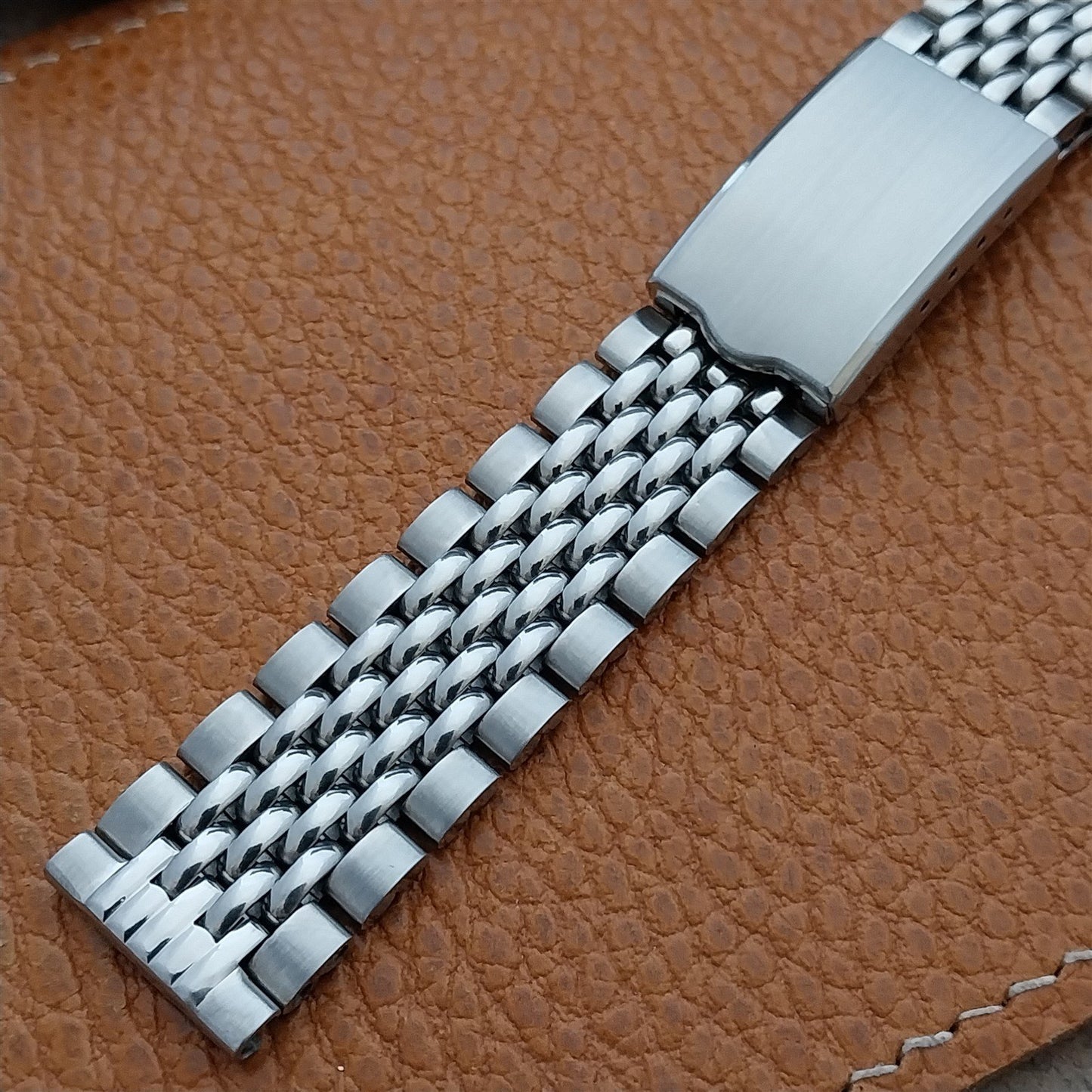 Vintage 17.2mm Stainless Steel Rice Beads Classic Speidel 1960s Watch Band