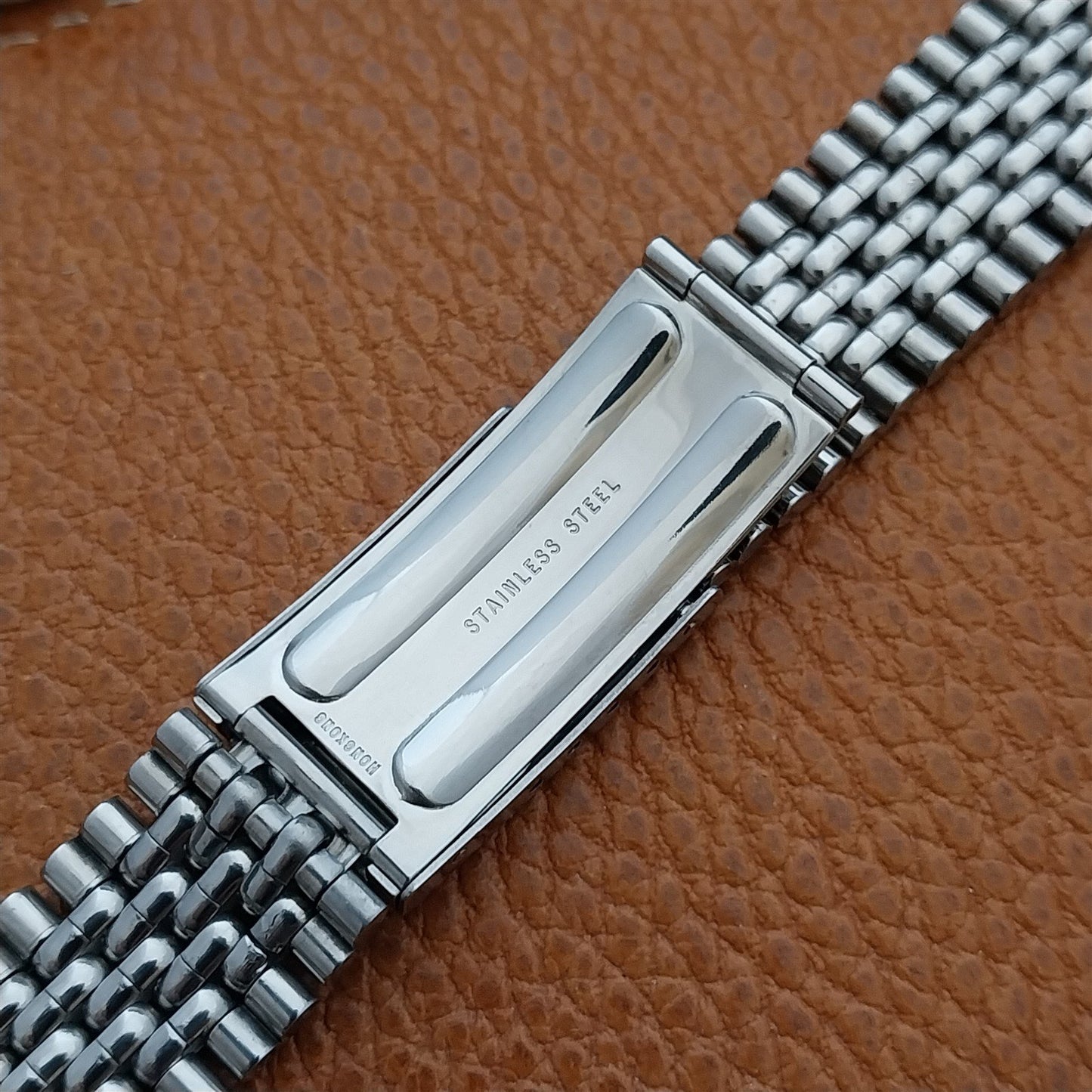 Vintage 17.2mm Stainless Steel Rice Beads Classic Speidel 1960s Watch Band