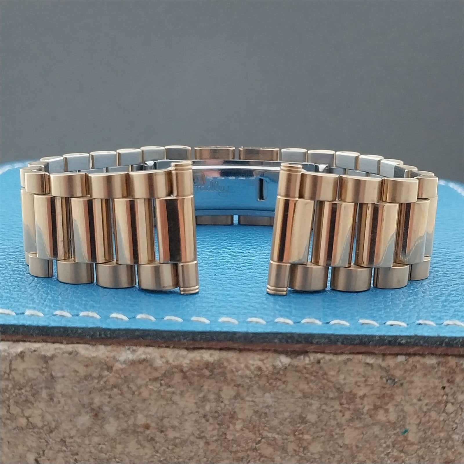 Vintage 20mm 19mm Gold-Tone President Solid Link Hadley NOS Classic Watch Band