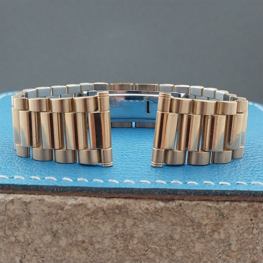 Vintage 20mm 19mm Gold-Tone President Solid Link Hadley NOS Classic Watch Band