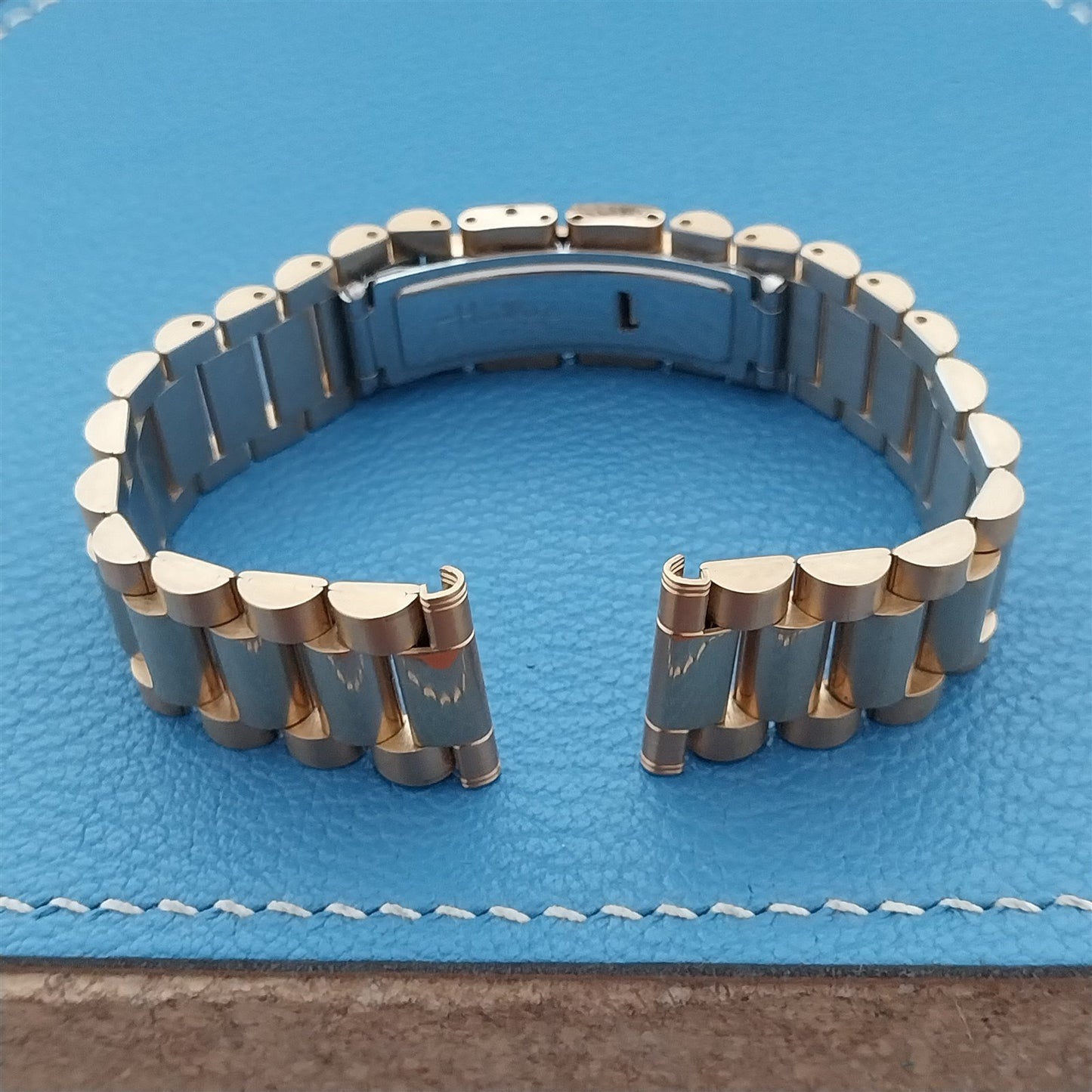 Vintage 20mm 19mm Gold-Tone President Solid Link Hadley NOS Classic Watch Band