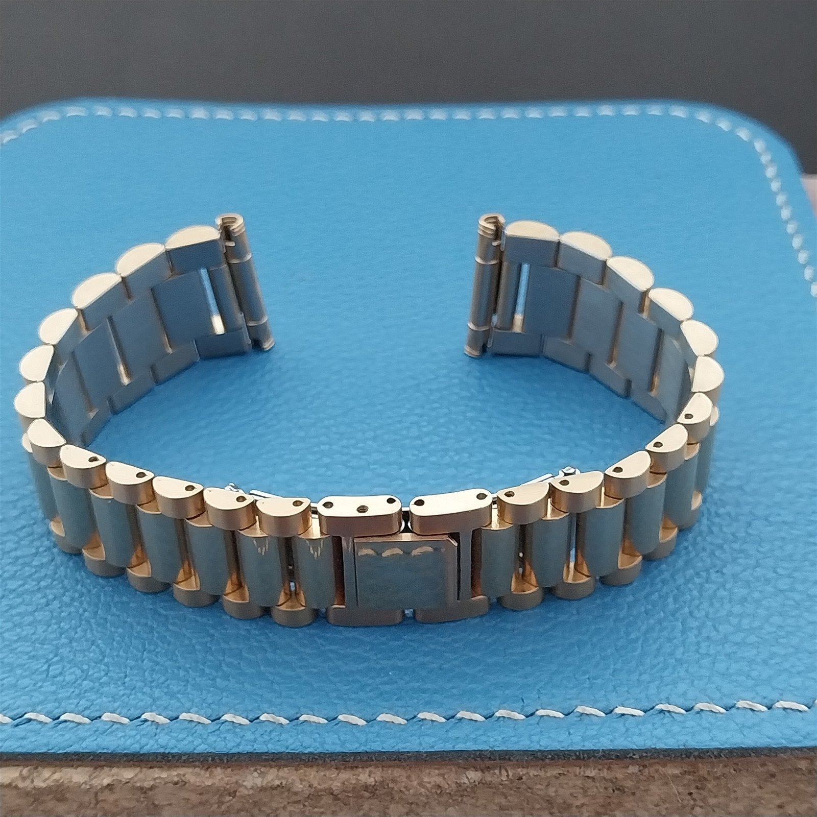 Vintage 20mm 19mm Gold-Tone President Solid Link Hadley NOS Classic Watch Band