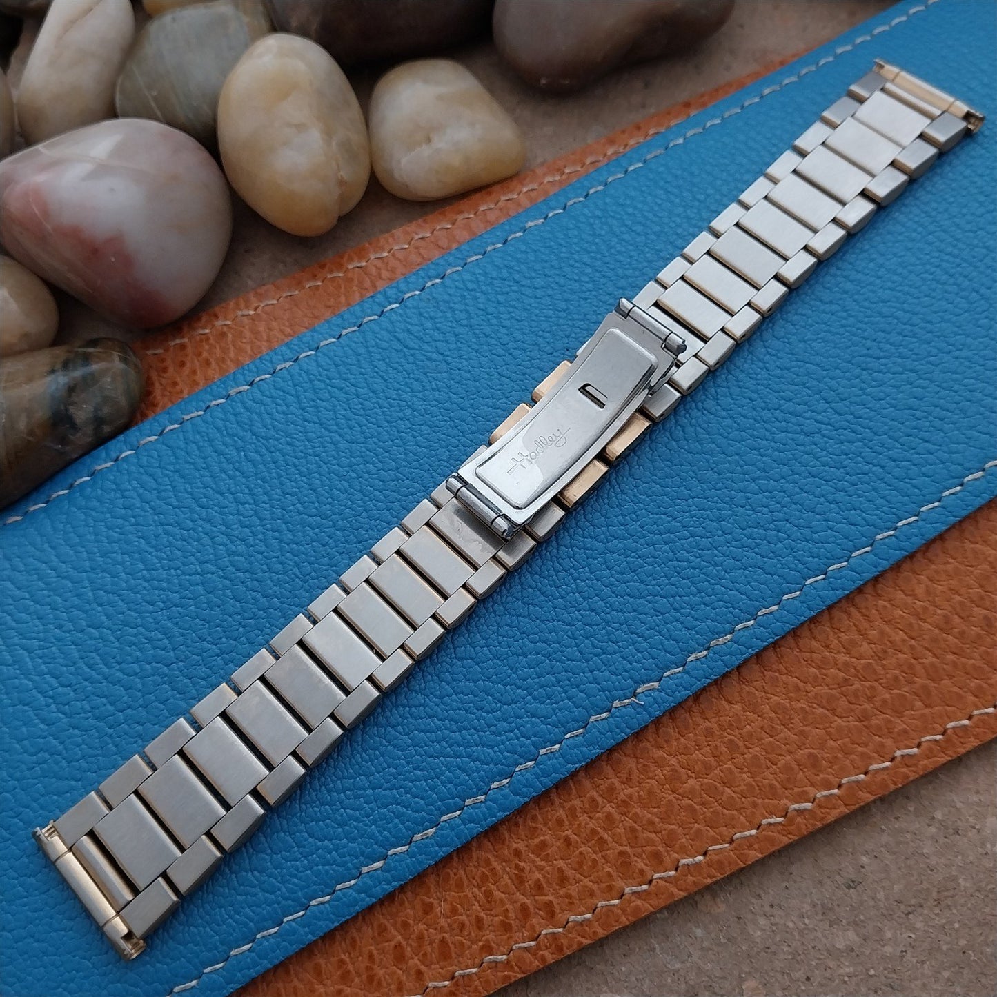 Vintage 20mm 19mm Gold-Tone President Solid Link Hadley NOS Classic Watch Band