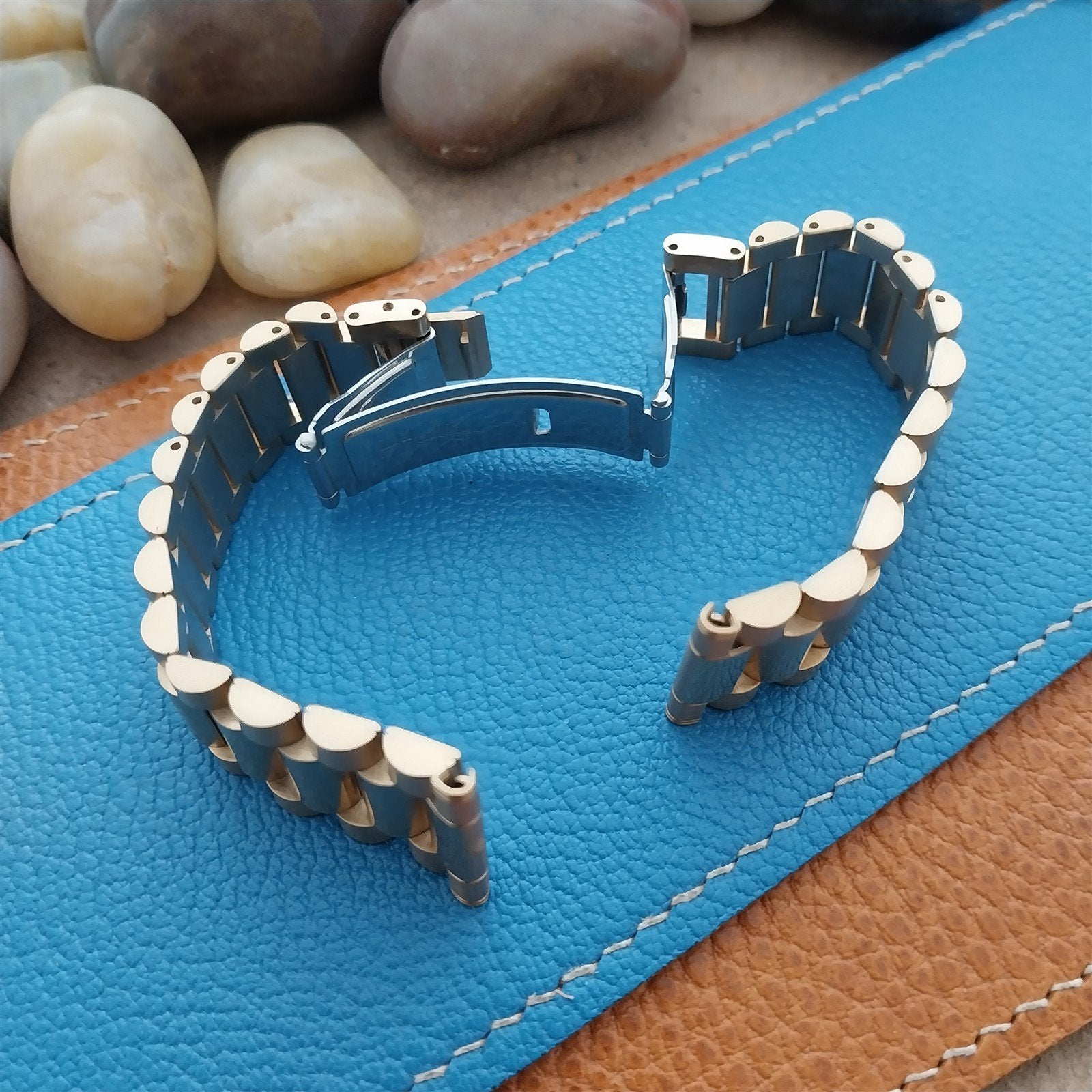 Vintage 20mm 19mm Gold-Tone President Solid Link Hadley NOS Classic Watch Band