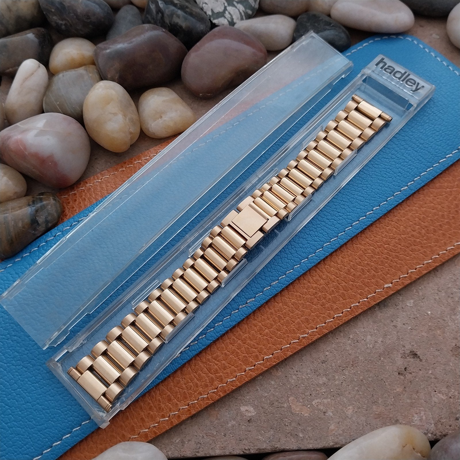 Vintage 20mm 19mm Gold-Tone President Solid Link Hadley NOS Classic Watch Band