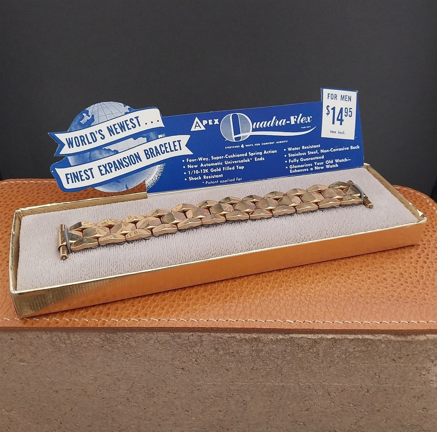 19mm 18mm 17mm Apex Quadra-Flex 12kt Gold-Filled 1950s Unused Vintage Watch Band