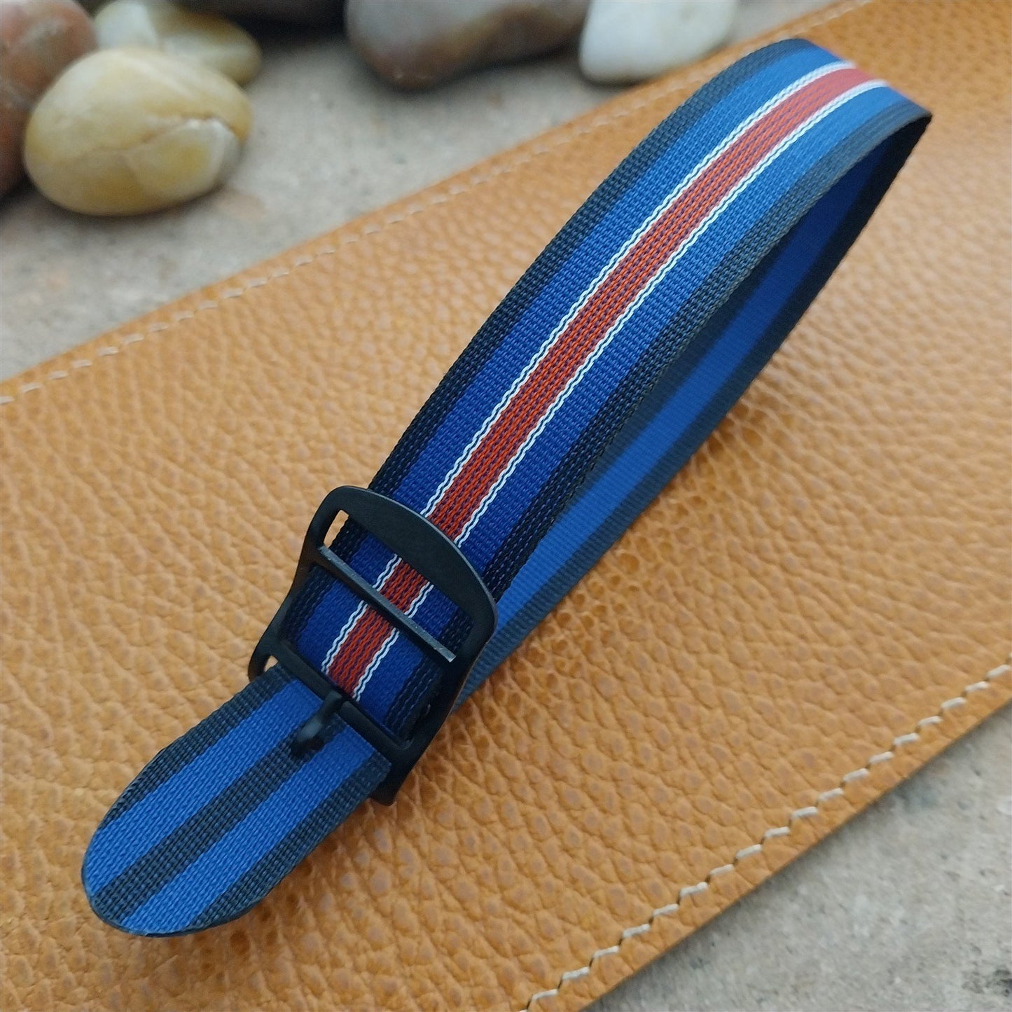 Vintage 18mm Striped Perlon Unused Classic Single Pass 1960s Unused Watch Band