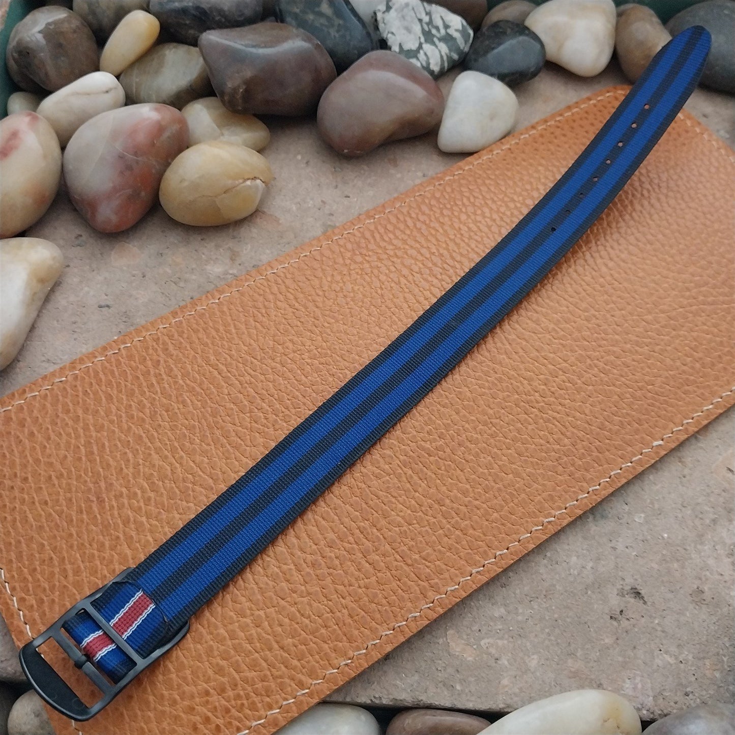 Vintage 18mm Striped Perlon Unused Classic Single Pass 1960s Unused Watch Band