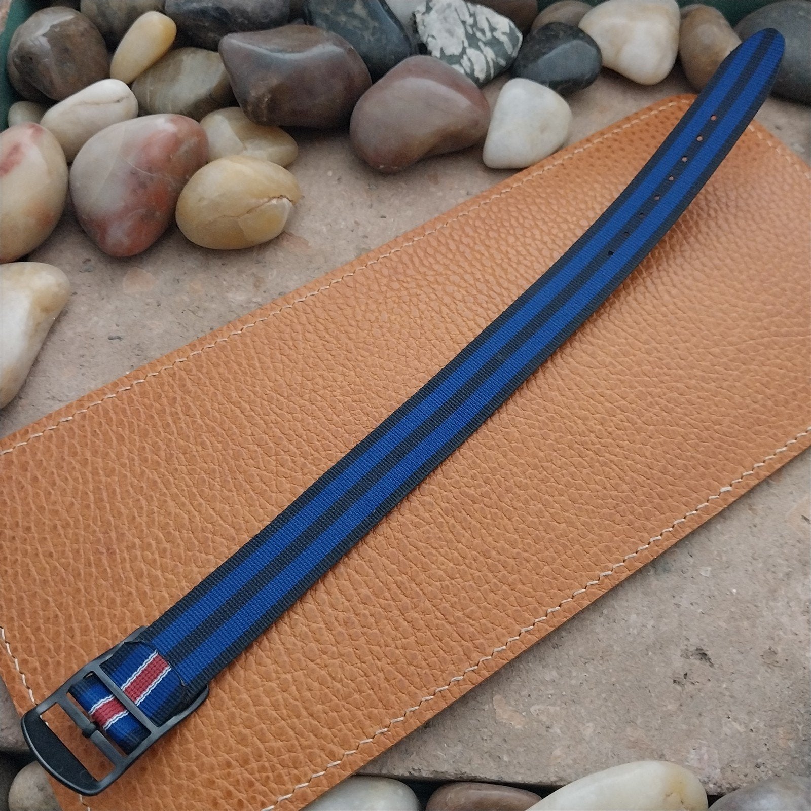 Vintage 18mm Striped Perlon Unused Classic Single Pass 1960s Unused Watch Band