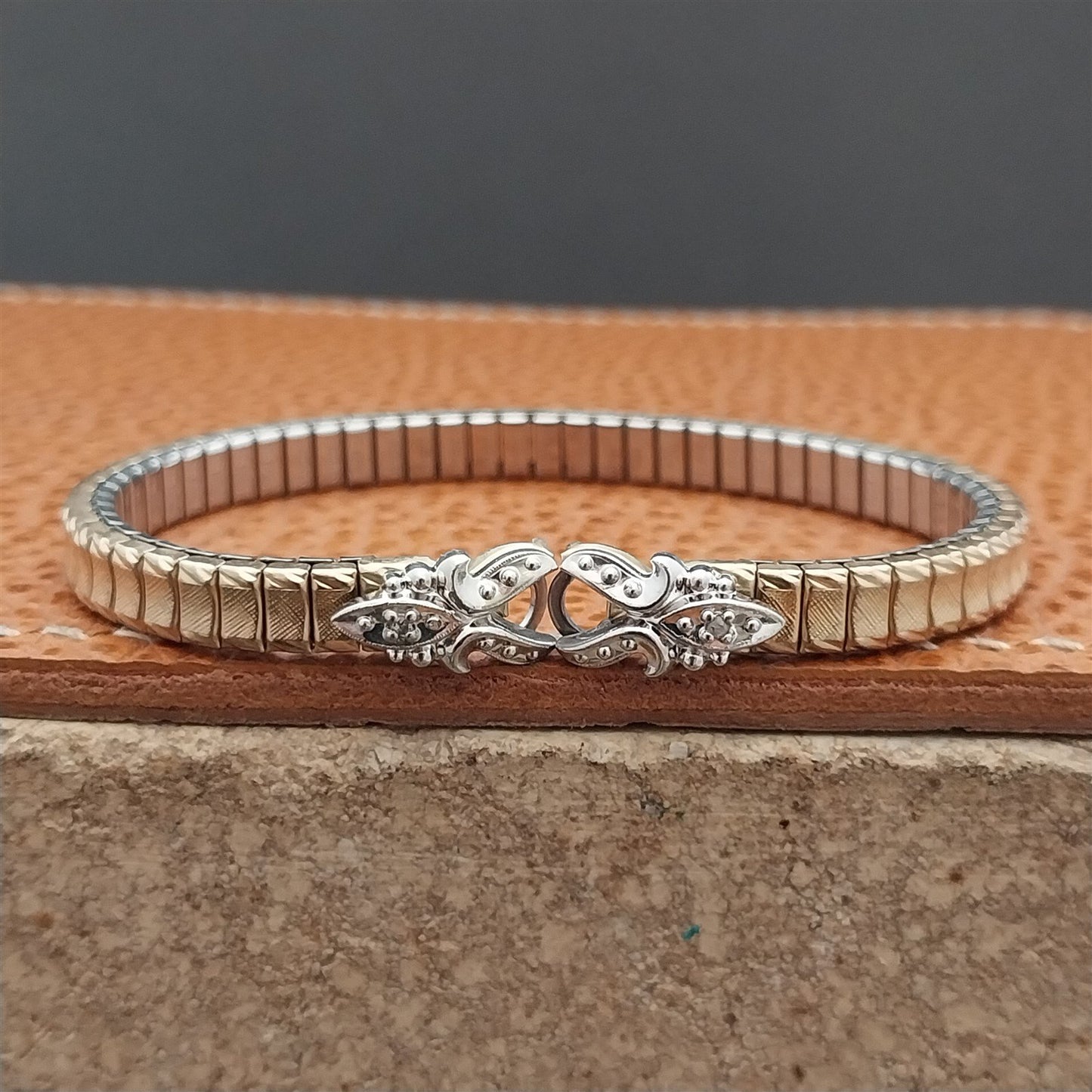 Ladies Yellow Gold RGP & Diamond Speidel Twist-O-Flex Cocktail Watch Band