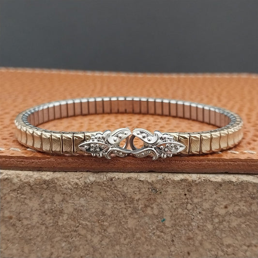 Ladies Yellow Gold RGP & Diamond Speidel Twist-O-Flex Cocktail Watch Band