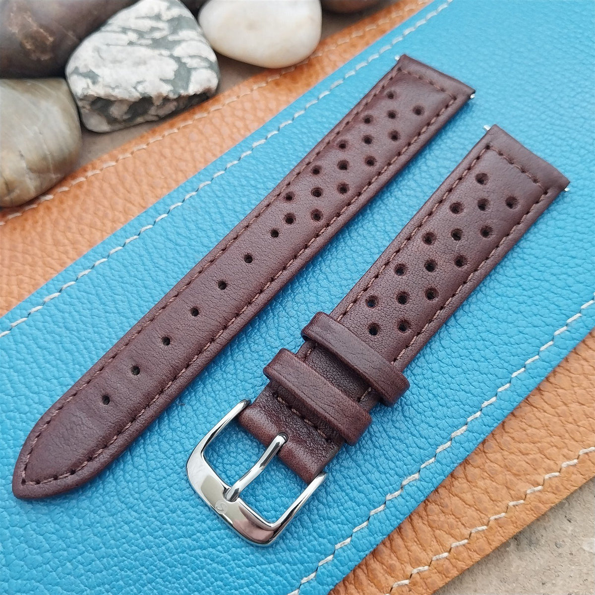 18mm Speidel Driving Strap Perforated Brown Leather Watch Strap