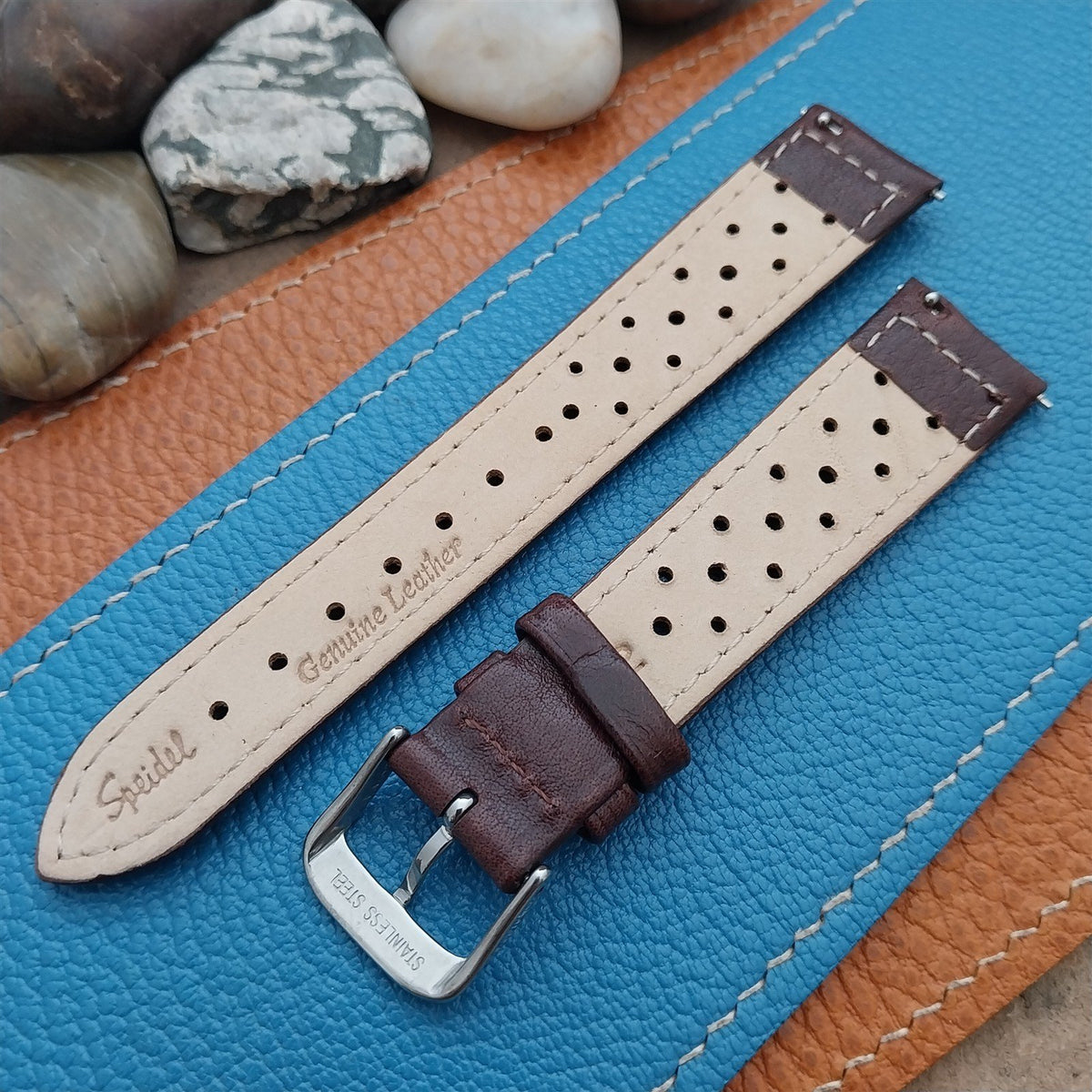 18mm Speidel Driving Strap Perforated Brown Leather Watch Strap