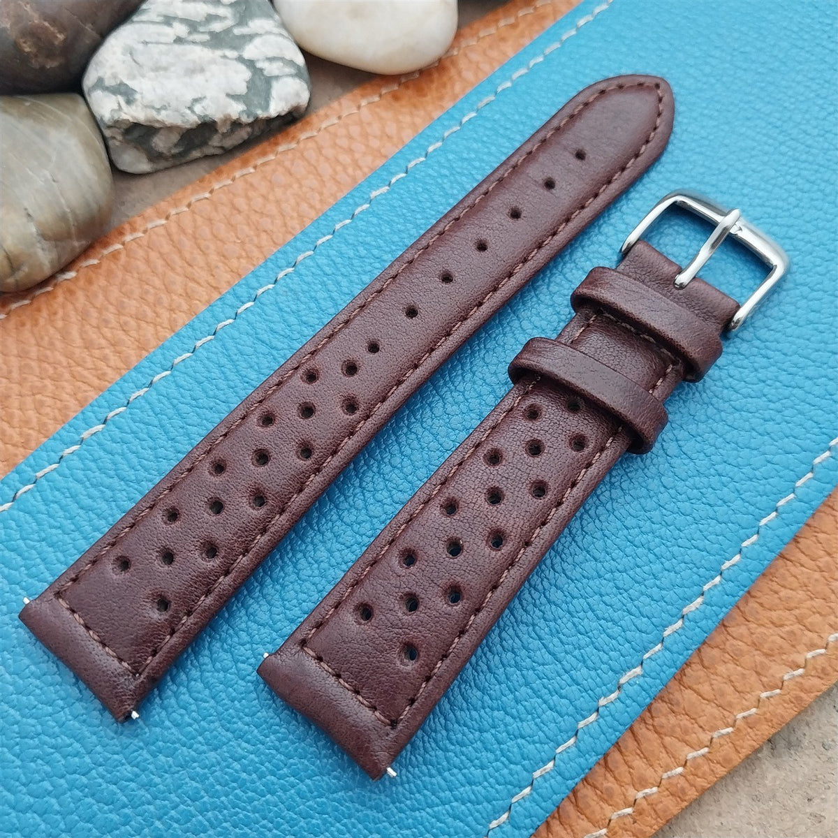 18mm Speidel Driving Strap Perforated Brown Leather Watch Strap