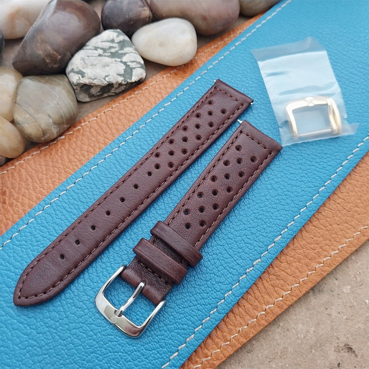 18mm Speidel Driving Strap Perforated Brown Leather Watch Strap
