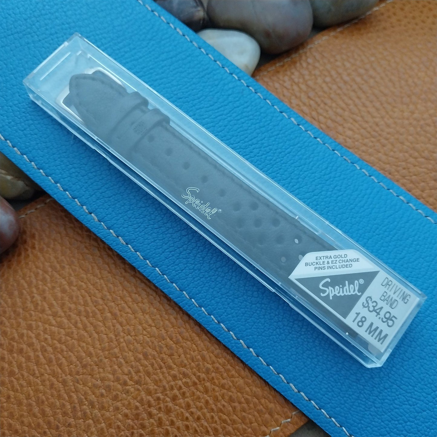 18mm Speidel Driving Strap Perforated Tapered Black Leather Unused Watch Band