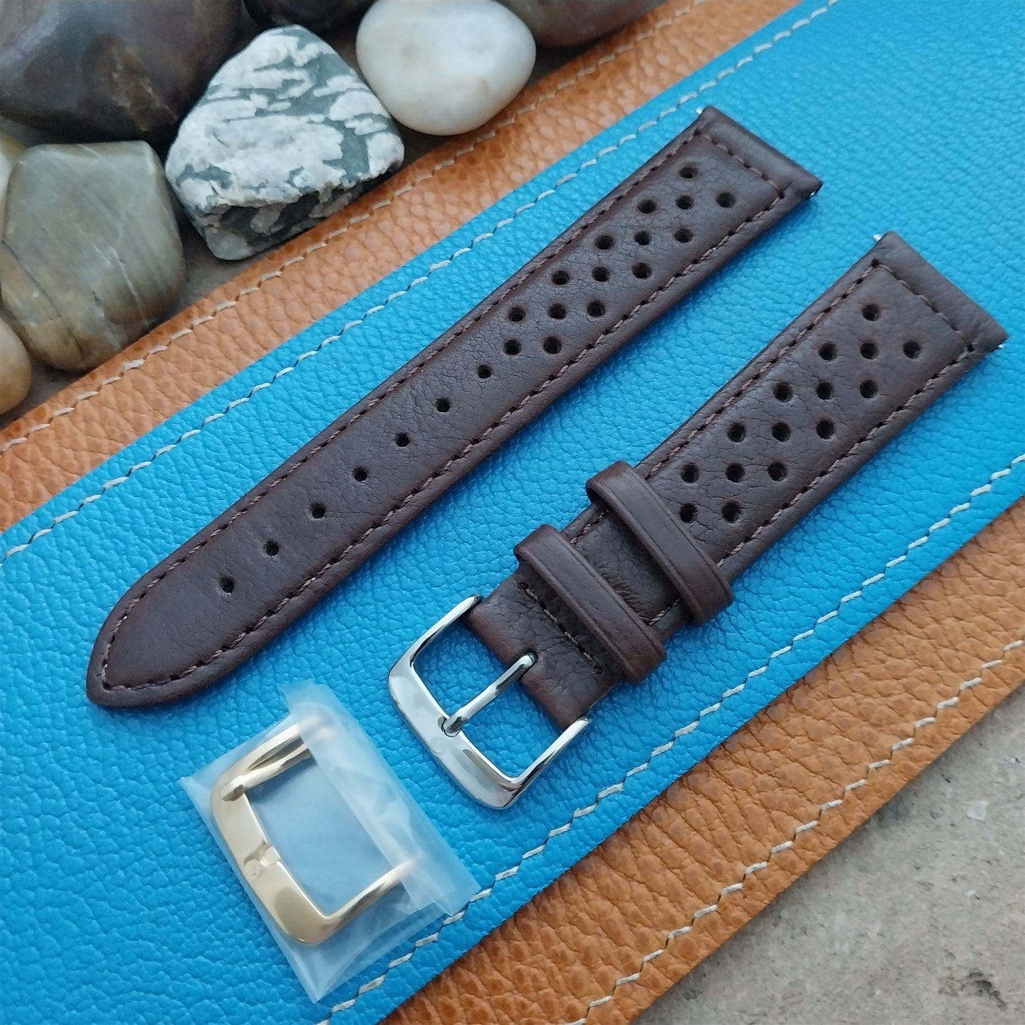 20mm Speidel Driving Strap Perforated Tapered Brown Leather Unused Watch Band