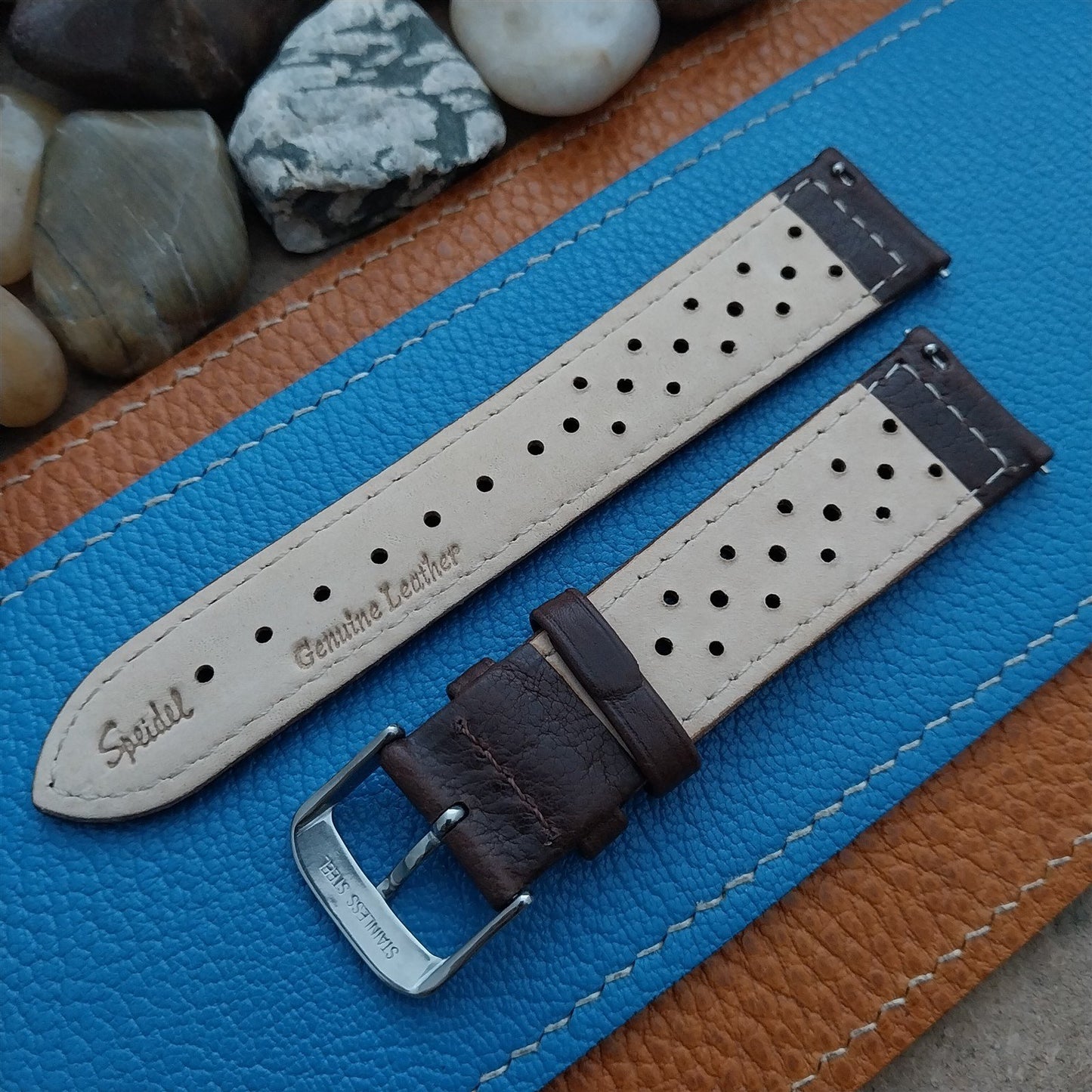 20mm Speidel Driving Strap Perforated Tapered Brown Leather Unused Watch Band