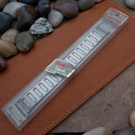 1970s Vintage Brushed Stainless Wide Speidel 18mm 20mm 22mm Unused Watch Band