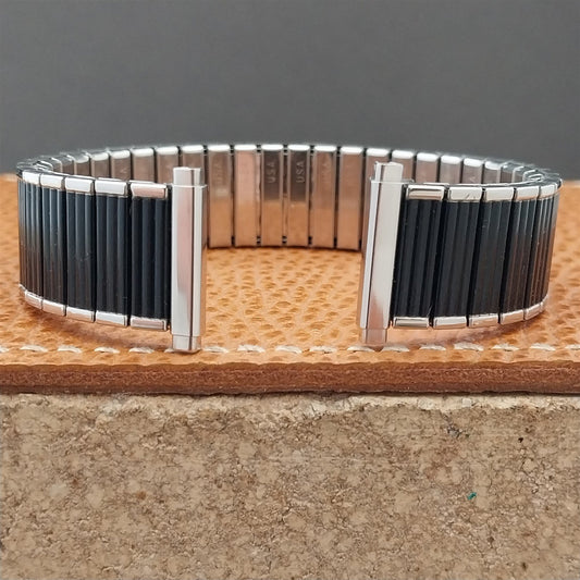 19mm 18mm 17mm 16mm Vintage Speidel Classic Black & Stainless Unused Watch Band