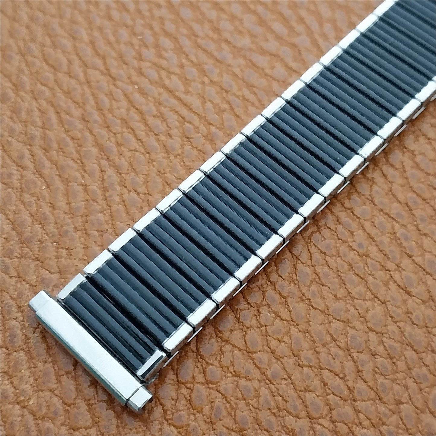 19mm 18mm 17mm 16mm Vintage Speidel Classic Black & Stainless Unused Watch Band