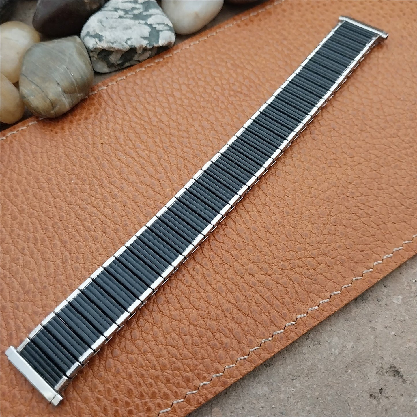 19mm 18mm 17mm 16mm Vintage Speidel Classic Black & Stainless Unused Watch Band