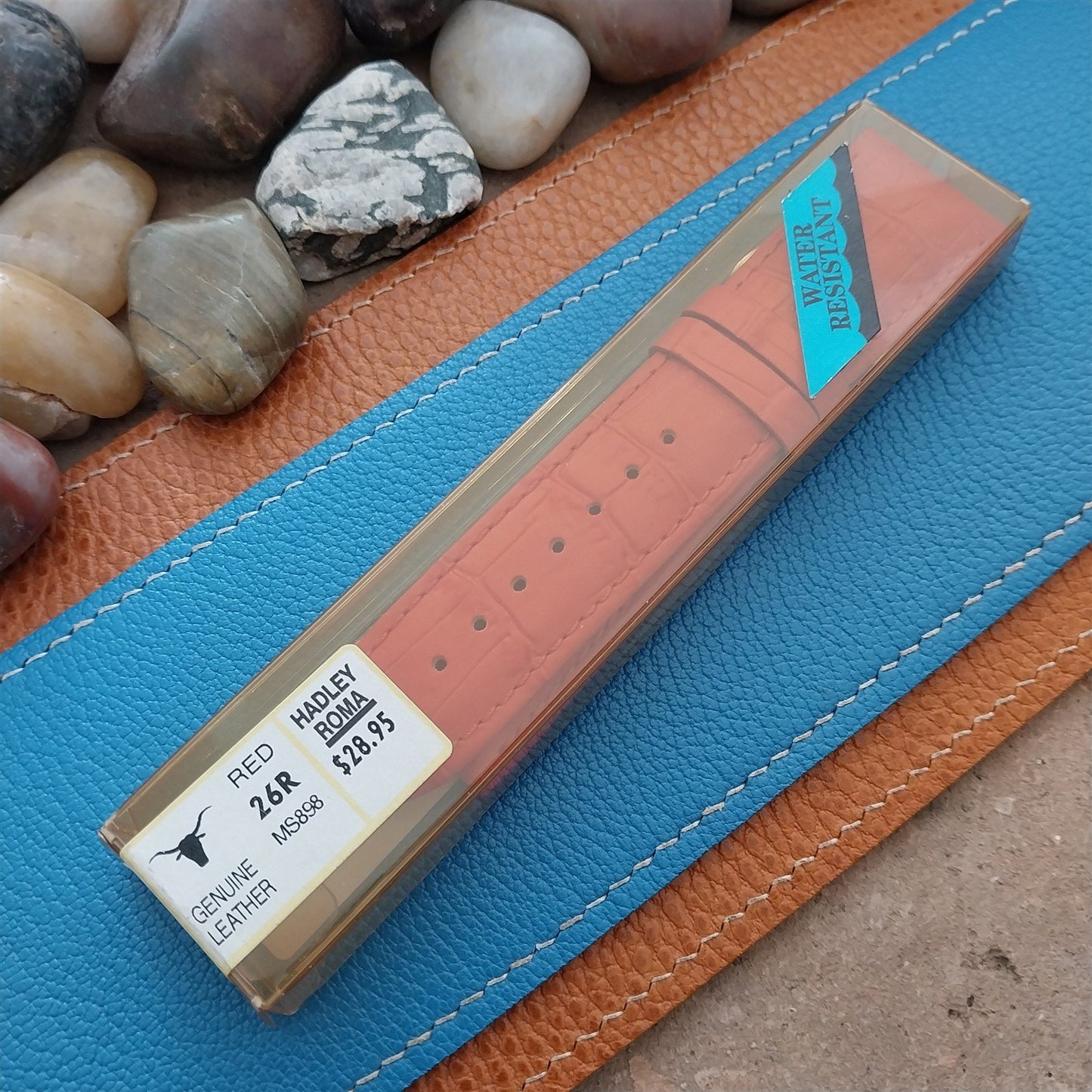 26mm Hadley Roma Red Croco-Grain Leather Unused Watch Band