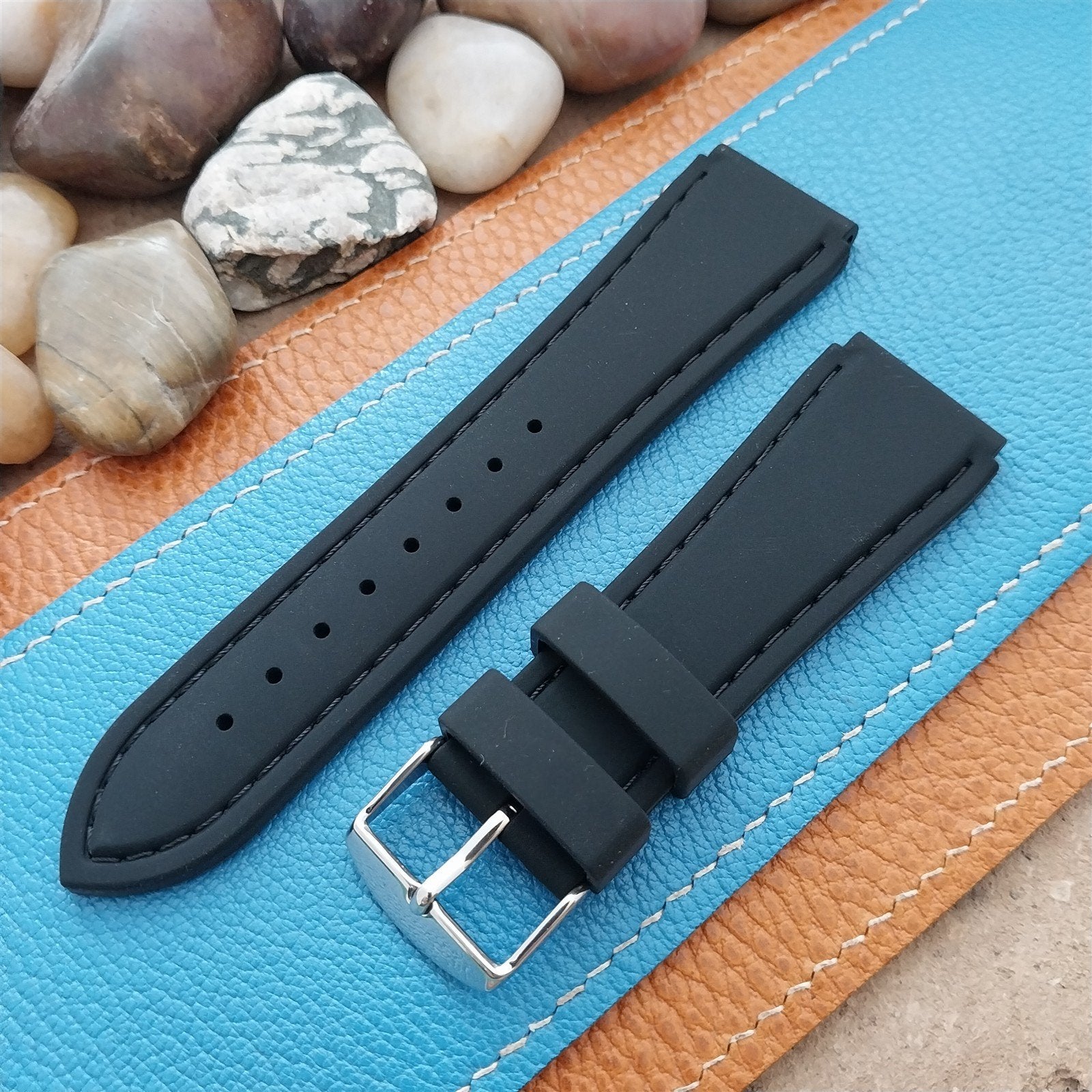 22mm Hadley Roma Black Genuine Silicone Diver Unused Watch Band