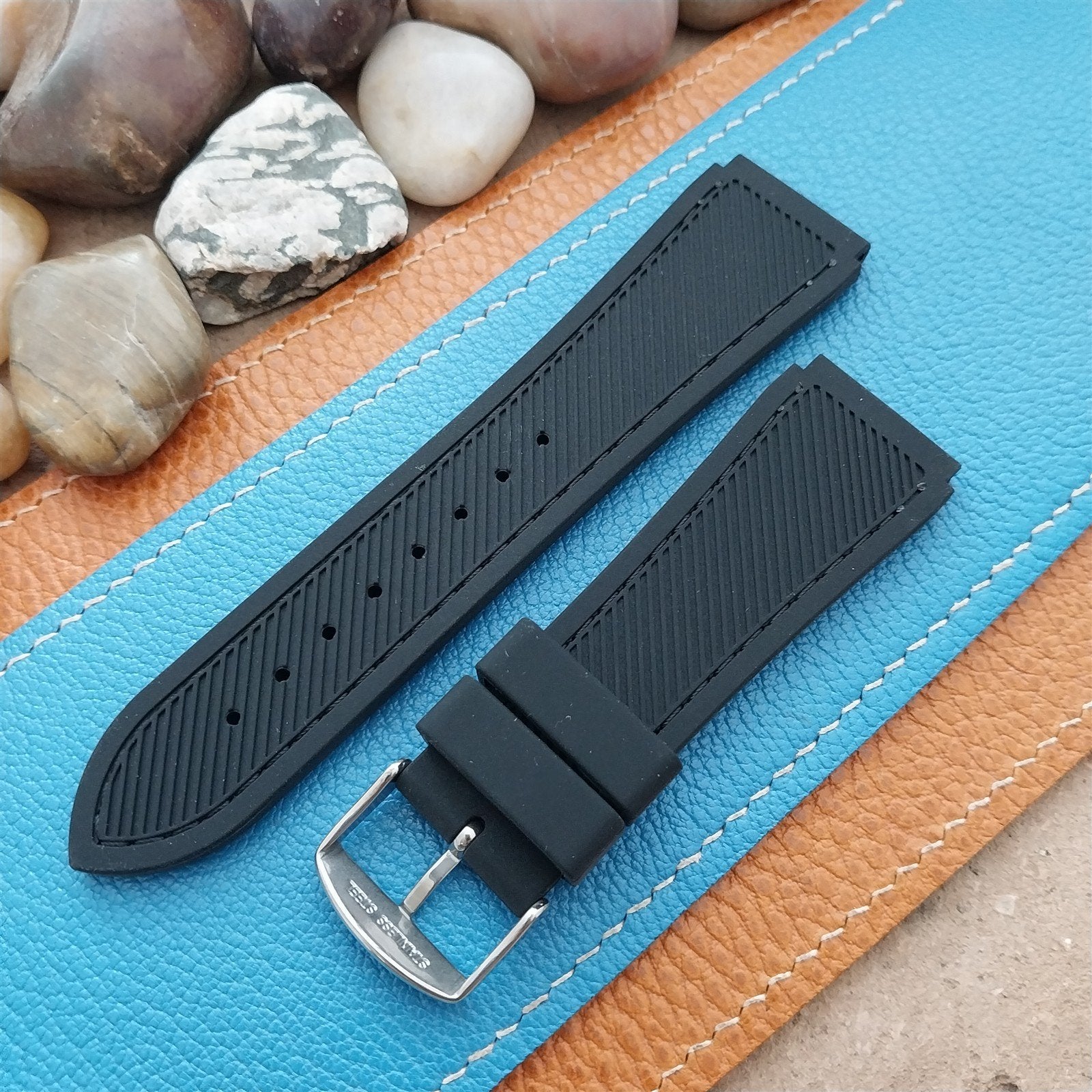 22mm Hadley Roma Black Genuine Silicone Diver Unused Watch Band