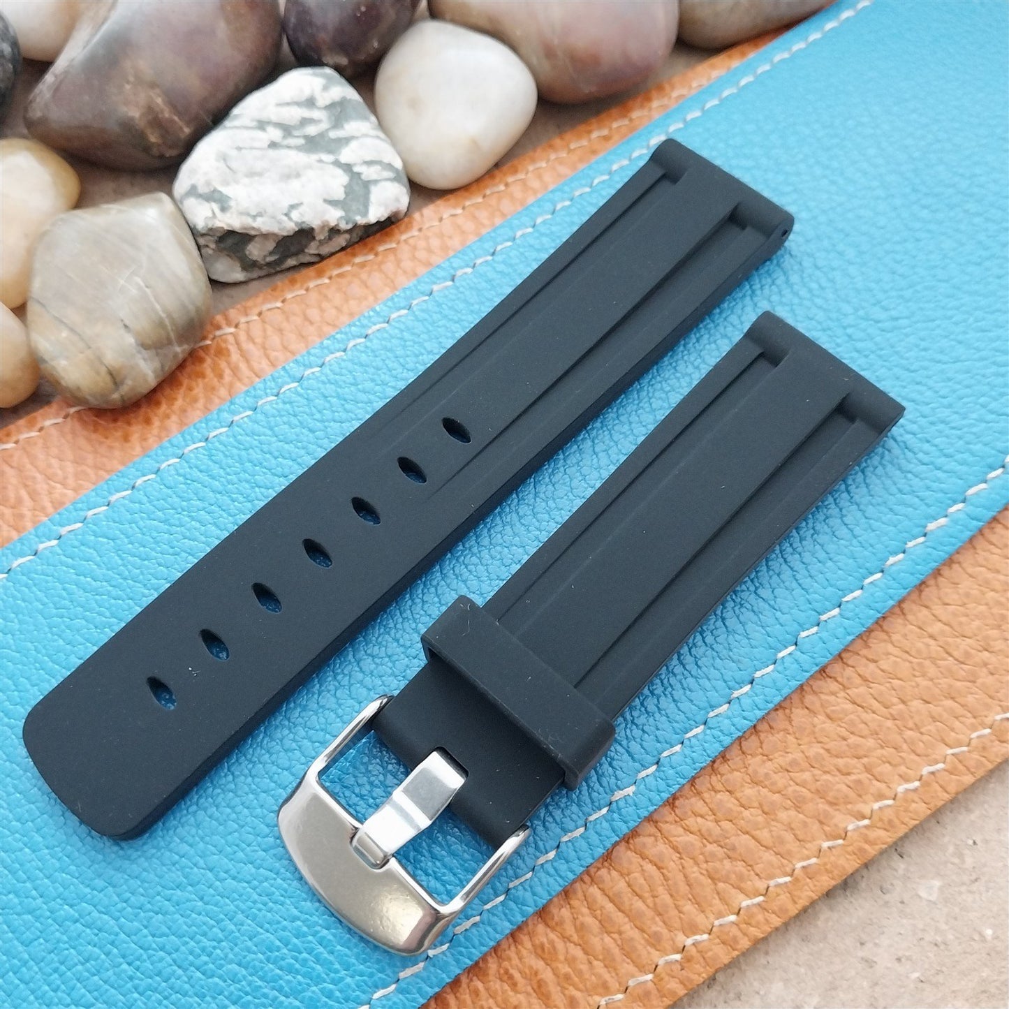 22mm Hadley Roma Black Genuine Silicone Diver Unused Watch Band