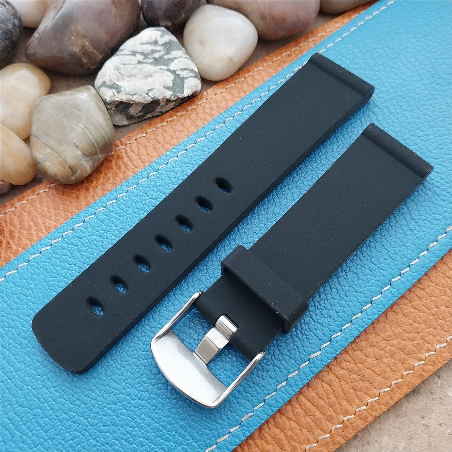 22mm Hadley Roma Black Genuine Silicone Diver Unused Watch Band