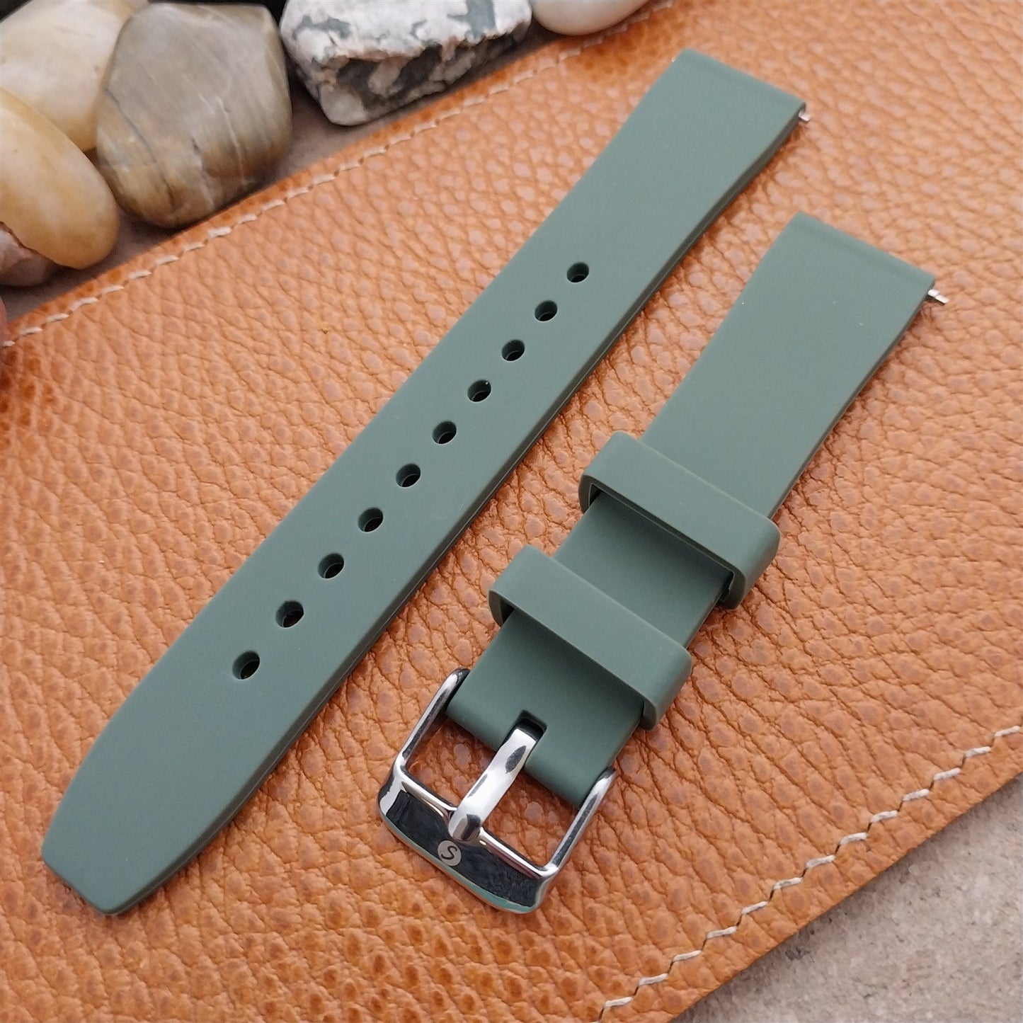 18mm Army Green Speidel Scrub Unused Silicone Watch Band