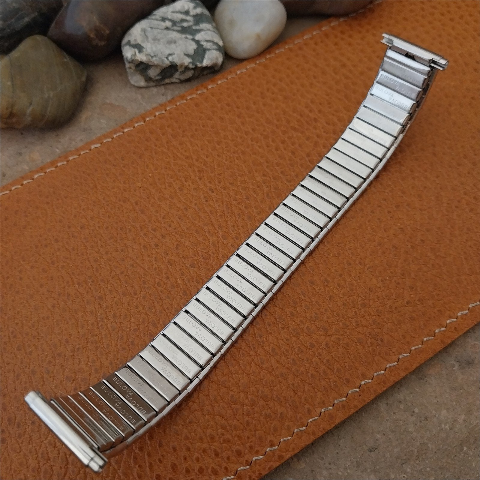 Vintage Bulova 1970s 16mm 18mm 19mm Stainless Steel Classic Stretch Watch Band