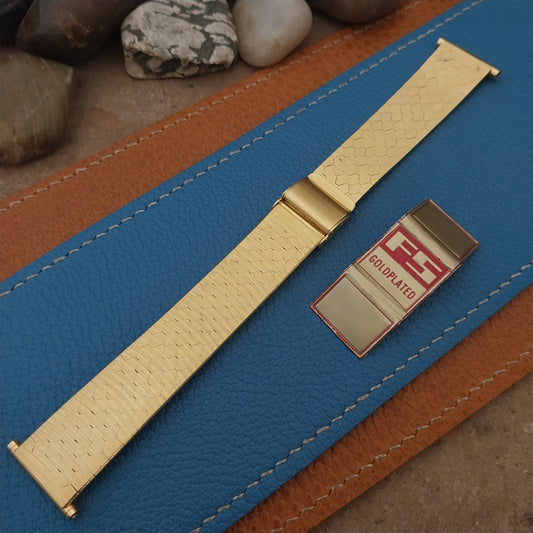 Vintage 20mm 19mm 18mm Gold Plated Unused nos 1970s FS German Watch Band