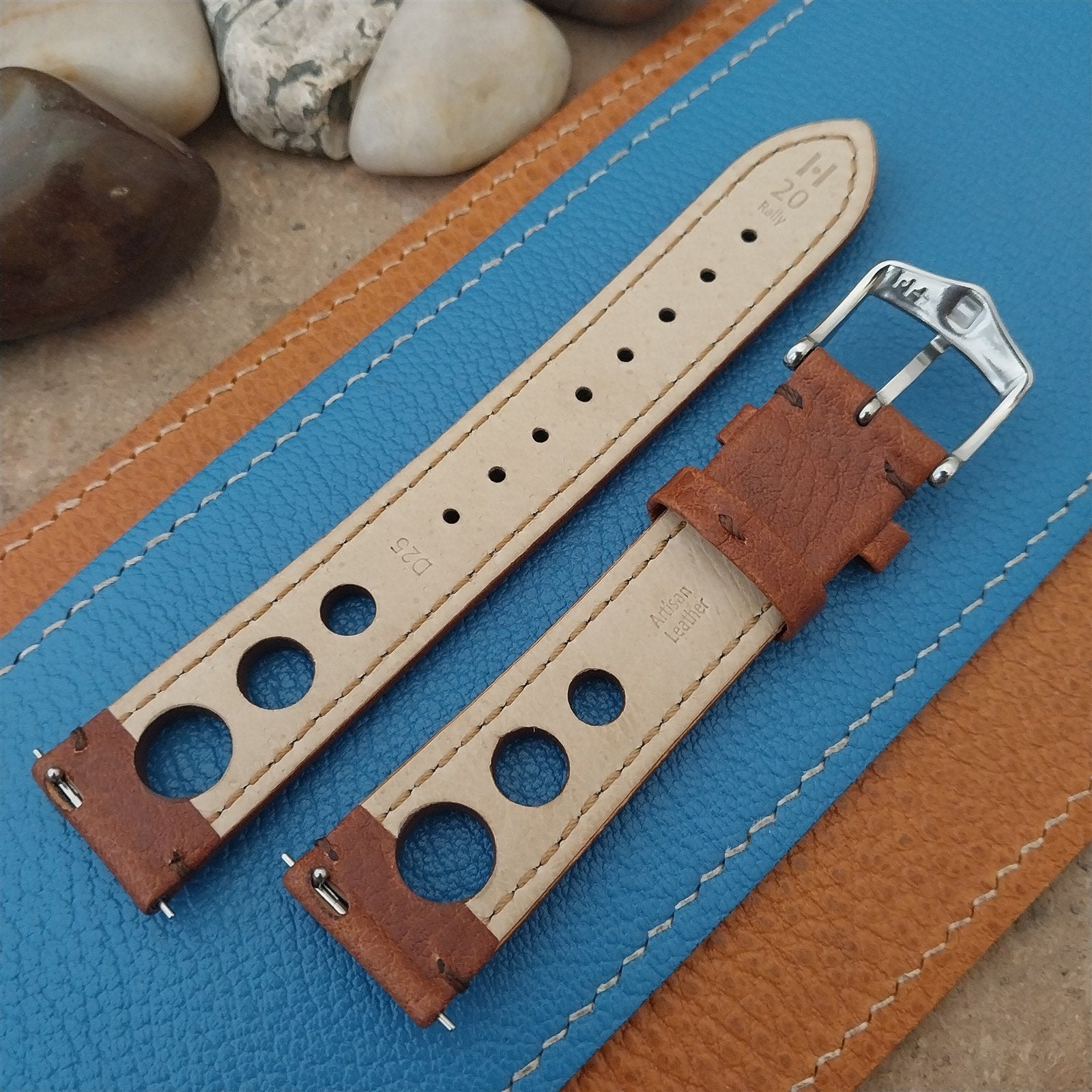 20mm Hirsch Rally Gold-Brown Buffalo Leather Unused Tapered 20/18 Watch Band
