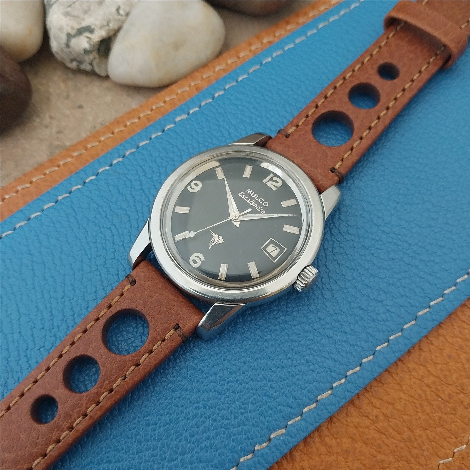 18mm Hirsch Rally Gold-Brown Buffalo Leather Unused Tapered 18/16 Watch Band