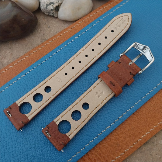 18mm Hirsch Rally Gold-Brown Buffalo Leather Unused Tapered 18/16 Watch Band