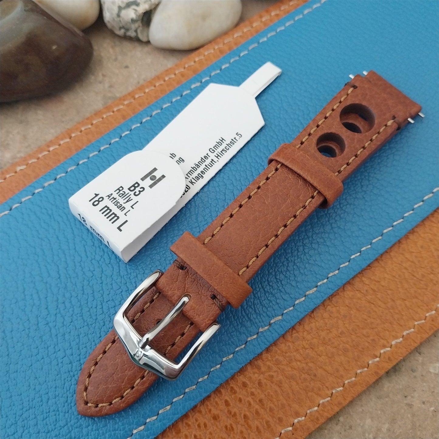 18mm Hirsch Rally Gold-Brown Buffalo Leather Unused Tapered 18/16 Watch Band