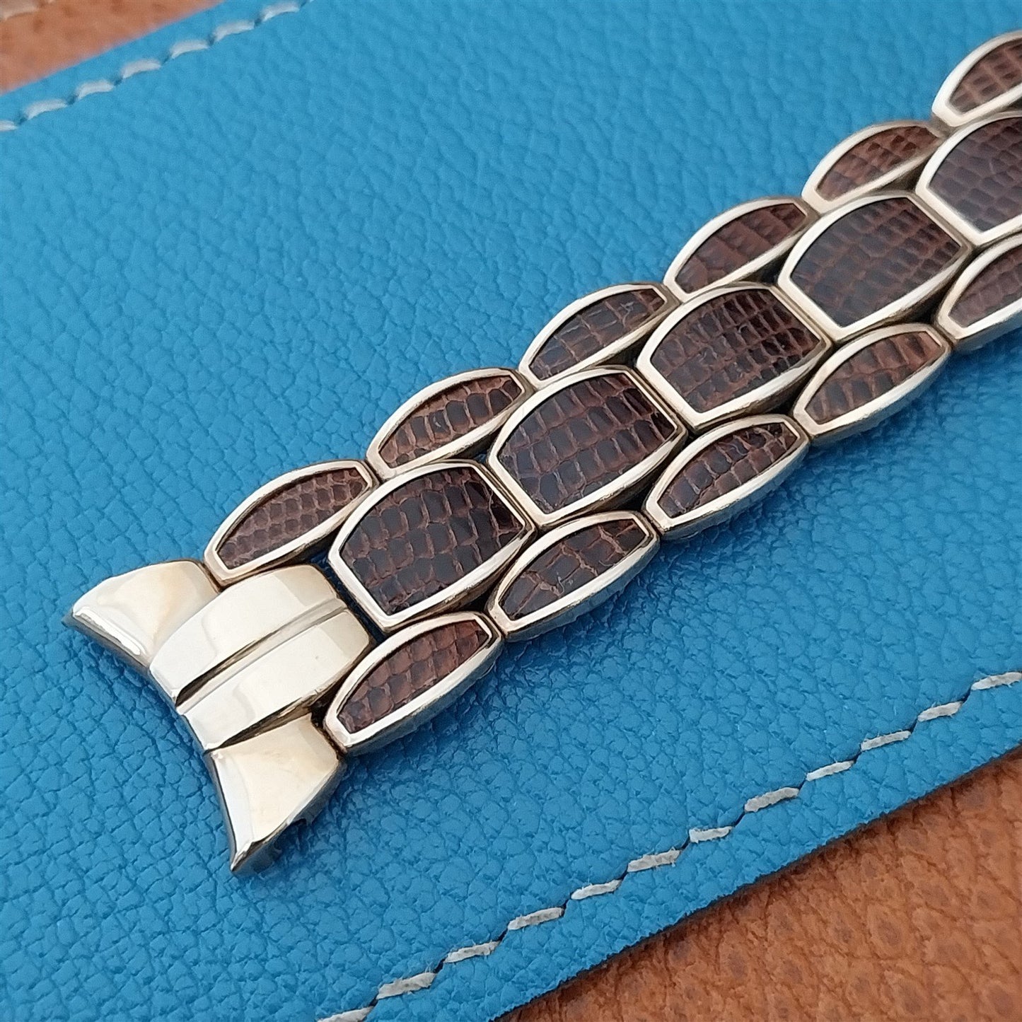 Vintage Apex 12kt Gold-Fill & Brown Lizard 1950s Unused Watch Band